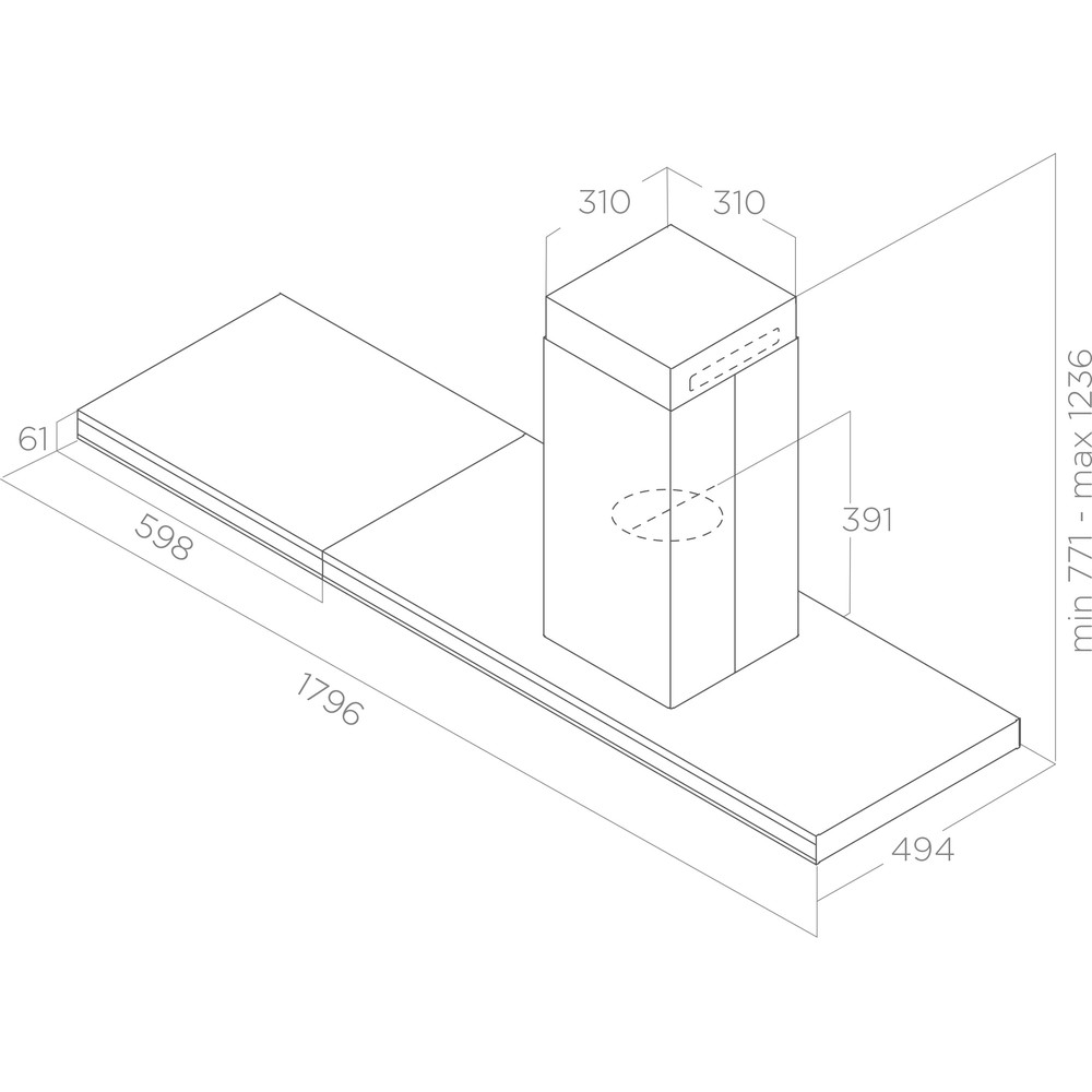 Витяжка Elica ELEMENT ISLAND @ IX BL/A/180 - изображение 2