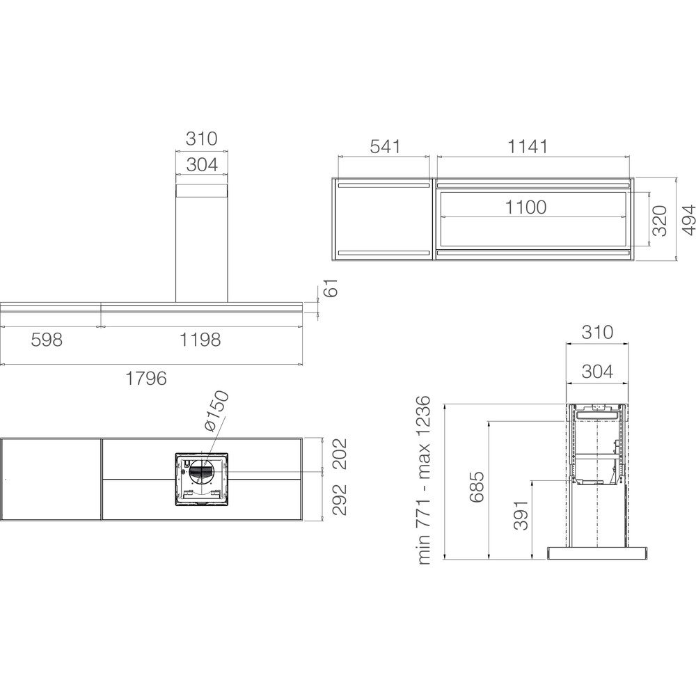 Витяжка Elica ELEMENT ISLAND @ IX BL/A/180 - изображение 3