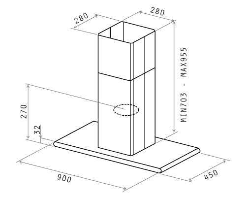 Витяжка Elica GALAXY ISLAND BLIX/A/90x45 - изображение 2