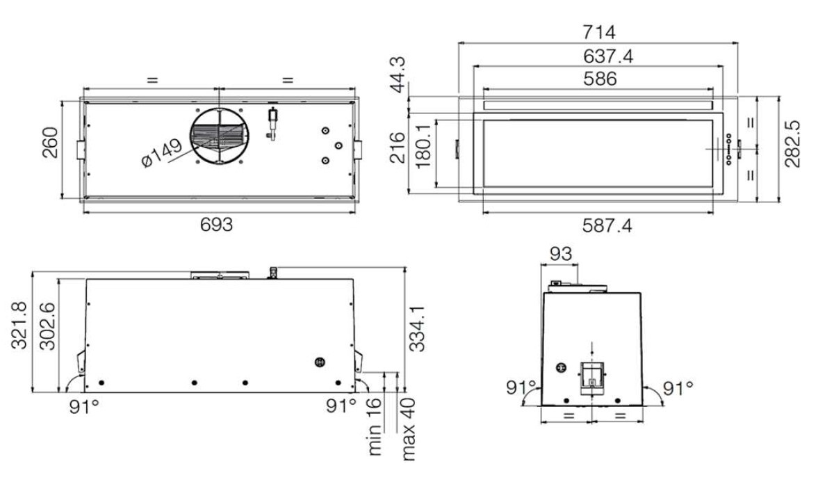 Витяжка Elica LANE B BL MAT/A/72 - изображение 6