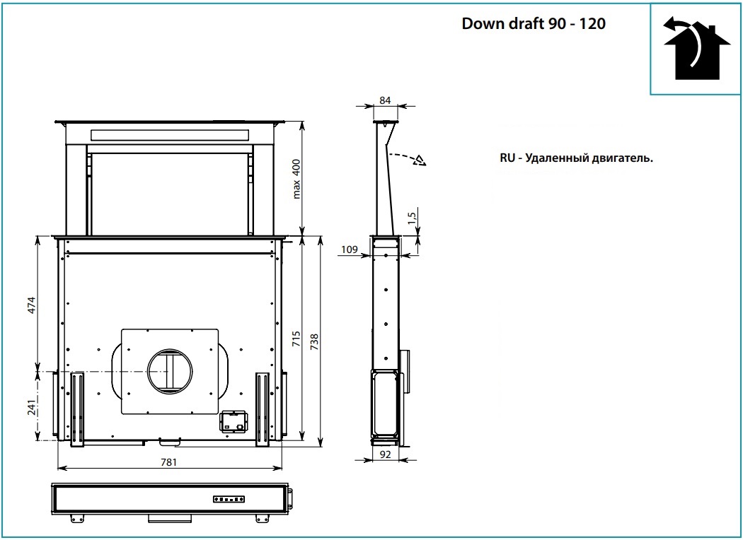 Витяжка Falmec Down Draft 120 Black - изображение 8