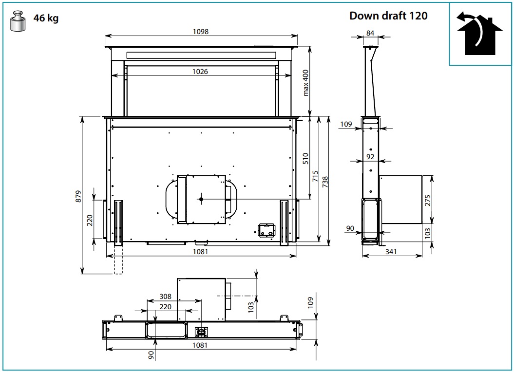Витяжка Falmec Down Draft 120 Inox - изображение 3