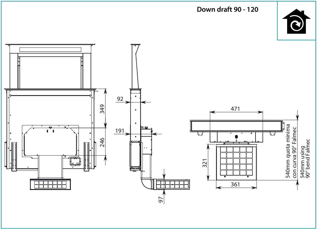 Вытяжка Falmec Down Draft 90 Black - изображение 4