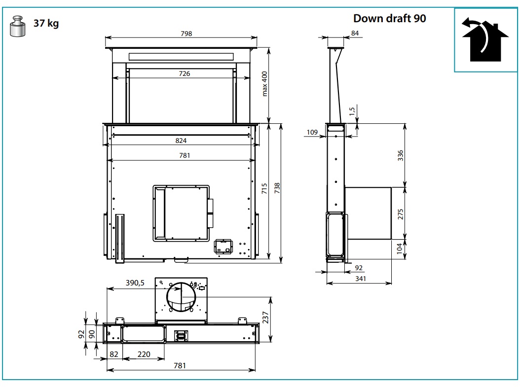 Витяжка Falmec Down Draft 90 Inox - изображение 3