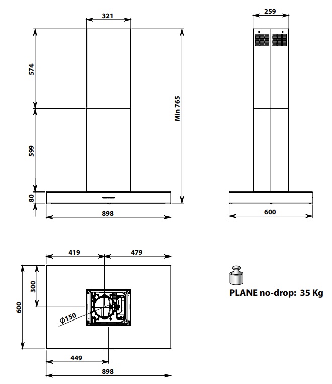 Вытяжка Falmec PLANE ISOLA NO-DROP 90 - изображение 2