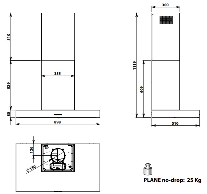 Витяжка Falmec PLANE NO-DROP 90 inox - изображение 3