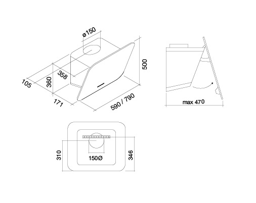 Витяжка Falmec TAB 80 White - изображение 5