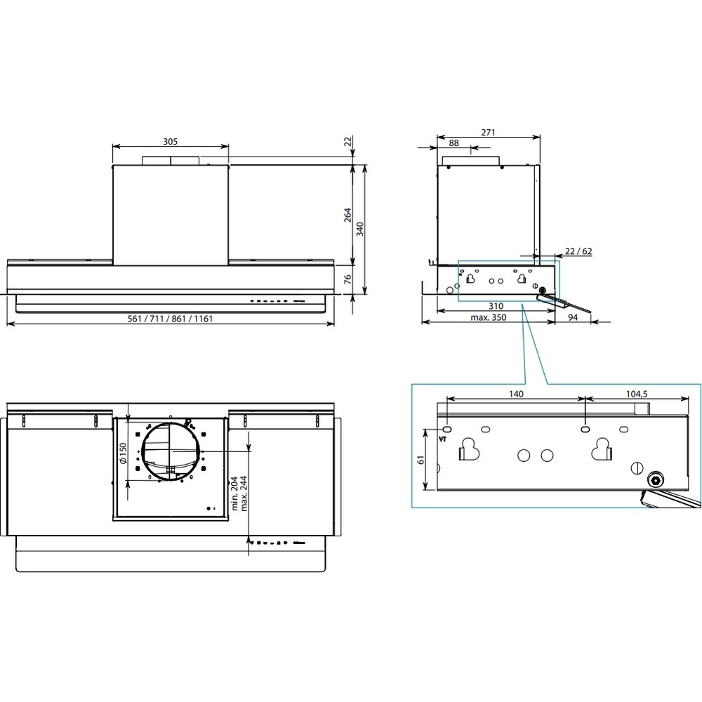 Витяжка Falmec VIRGOLA Touch 75 Black (800) - изображение 4