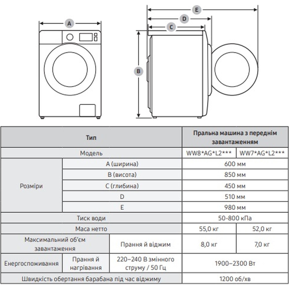 Стиральная машина Samsung WW80AG6L28BBUA - изображение 11