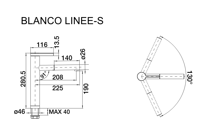 Кухонний змішувач Blanco LINEE-S (526171) - изображение 5