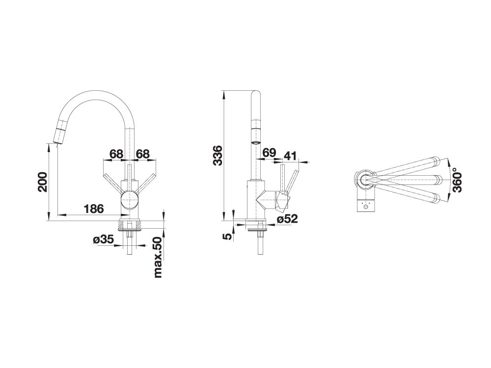 Кухонний змішувач Blanco MIDA-S (521730) - изображение 3