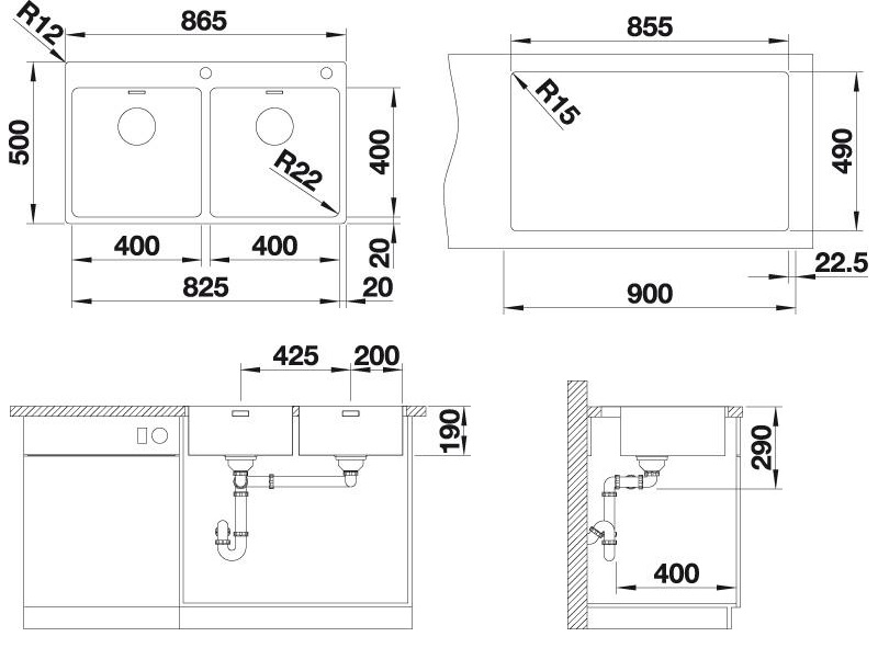Кухонная мойка Blanco ANDANO 400/400-IF/A (525249) - изображение 3