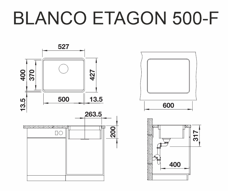 Кухонна мийка Blanco ETAGON 500-F (527074) - изображение 2