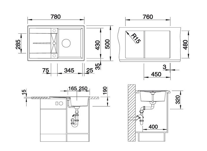 Кухонна мийка Blanco METRA 45S (513035) - изображение 3