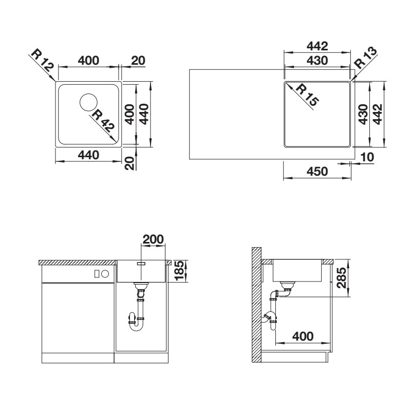 Кухонна мийка Blanco SOLIS 400-IF (526118) - изображение 2