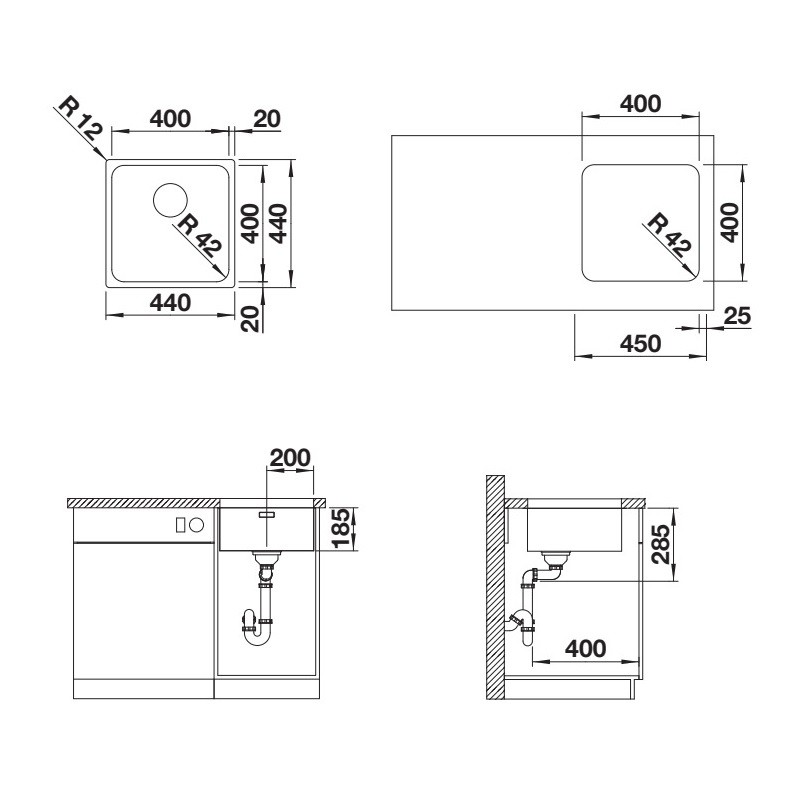 Кухонна мийка Blanco SOLIS 400-U (526117) - изображение 2