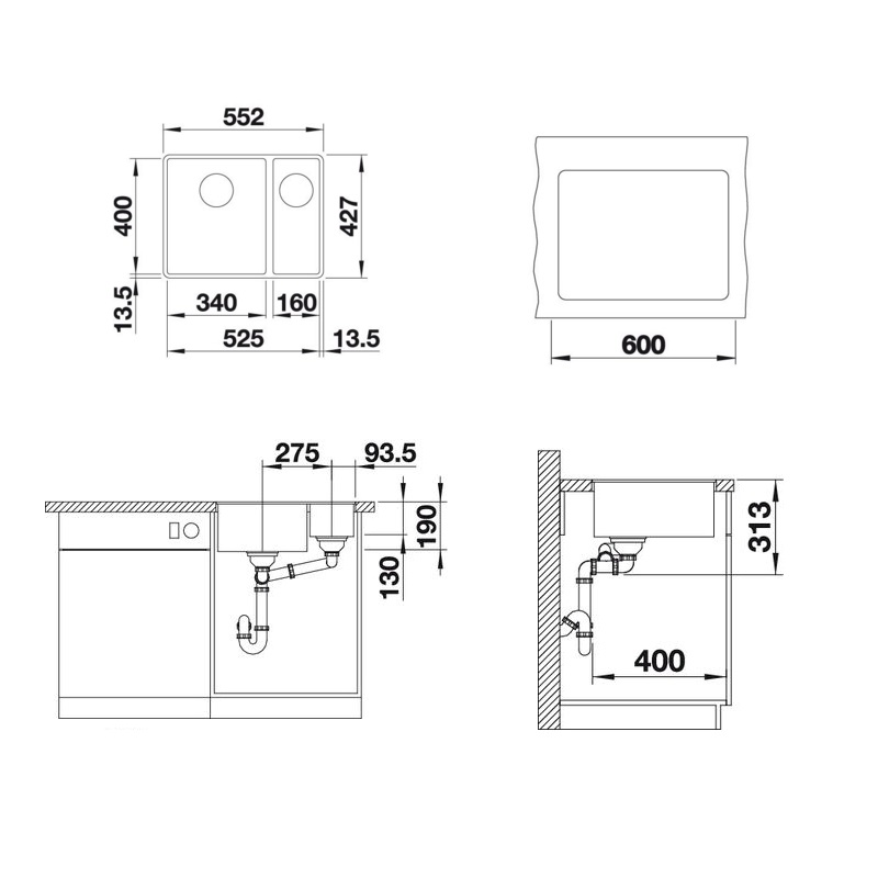 Кухонная мойка Blanco SUBLINE 340/160-F (523571) - изображение 2