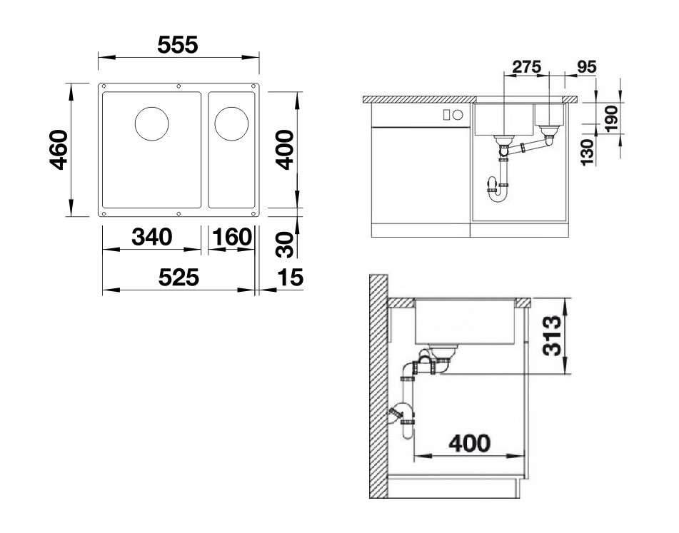 Кухонная мойка Blanco SUBLINE 340/160-U L (523557) - изображение 3