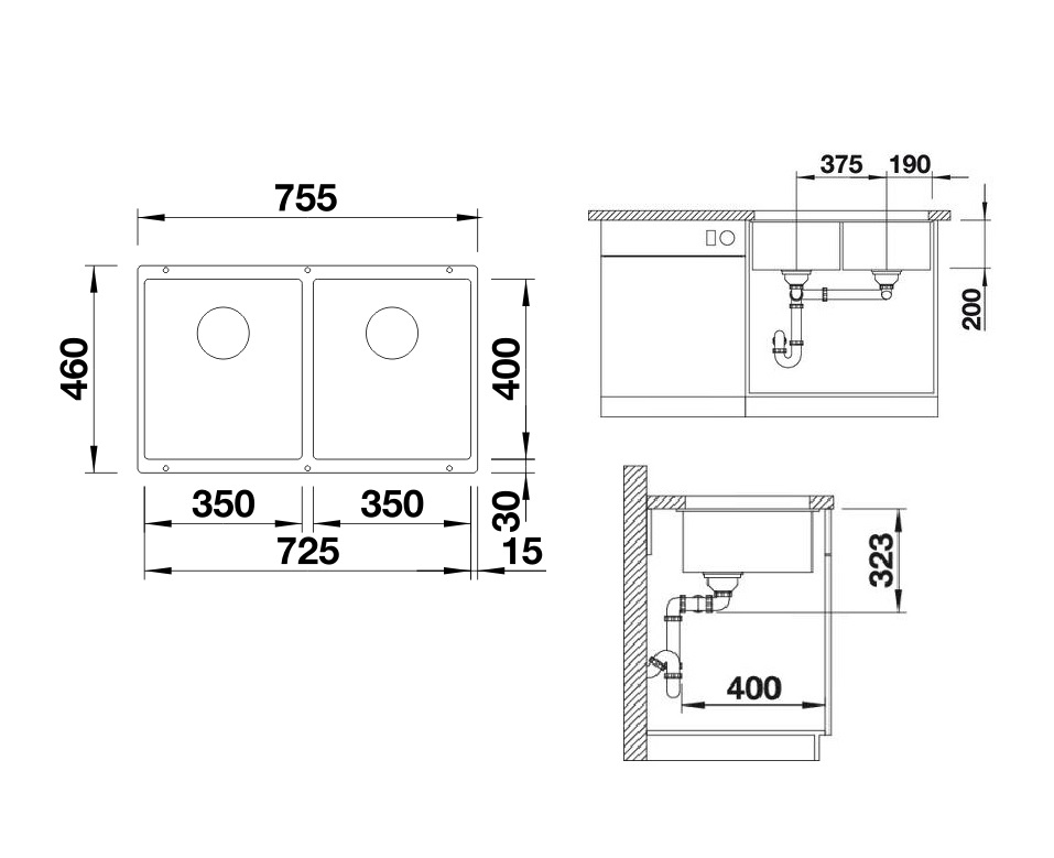 Кухонная мойка Blanco SUBLINE 350/350-U (523583) - изображение 2