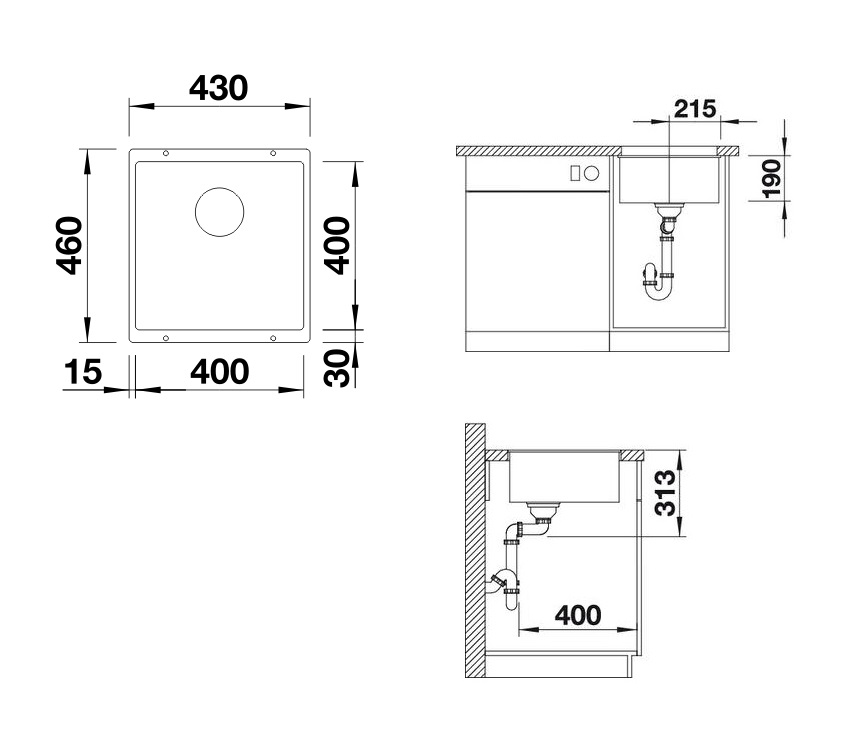 Кухонна мийка Blanco SUBLINE 400-U (523422) - изображение 3