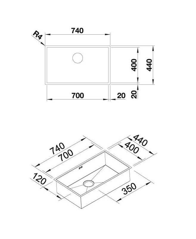 Кухонна мийка Blanco ZEROX 700-U Dark Steel (526244) - изображение 4