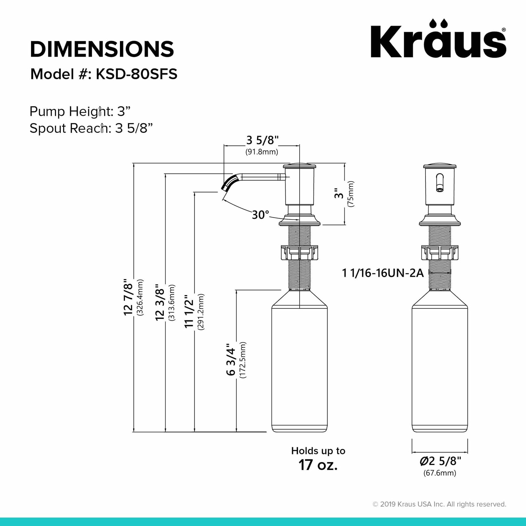 Дозатор рідкого миючого засобу Kraus KSD-80SFS - изображение 5