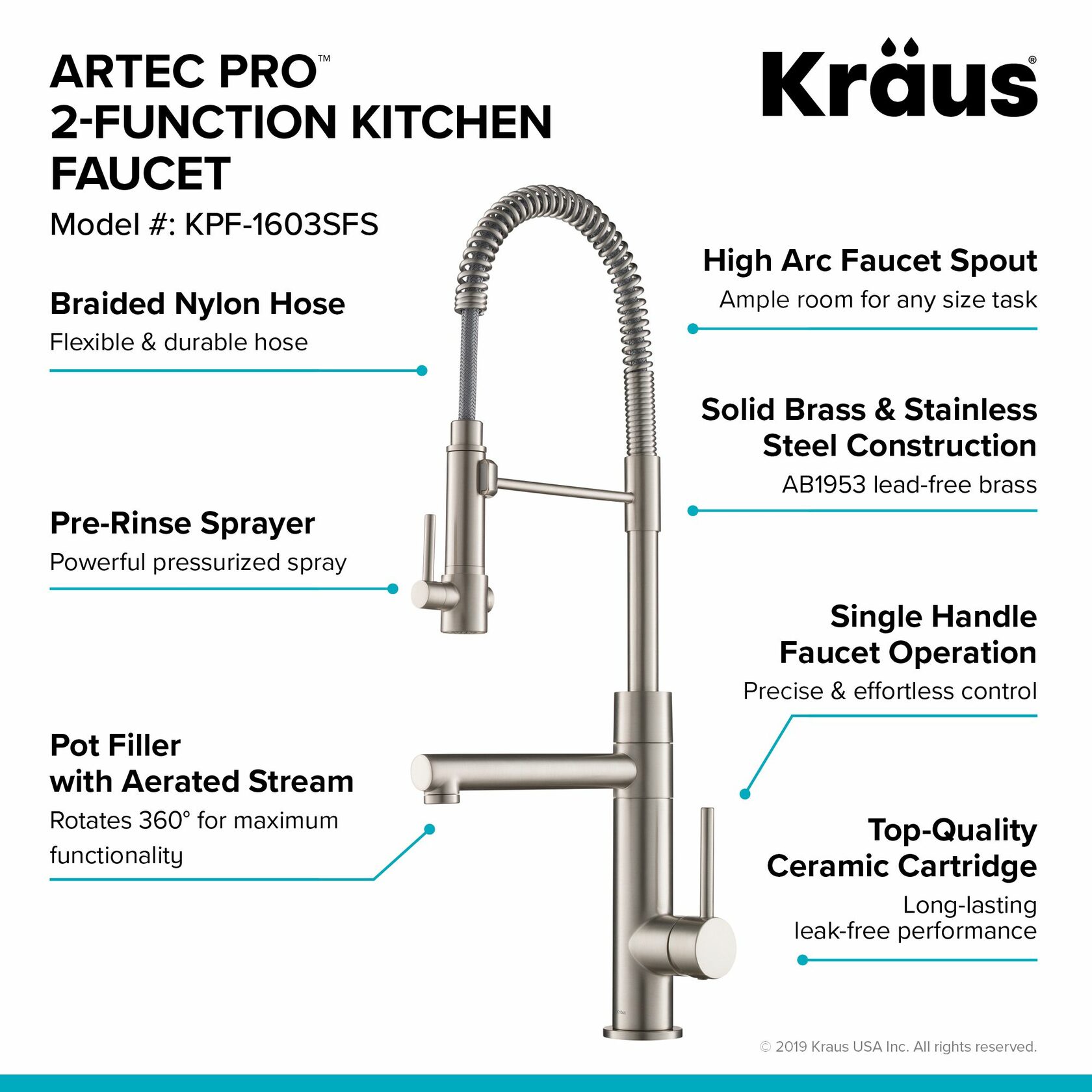 Кухонний змішувач Kraus KPF-1603SFS - изображение 12
