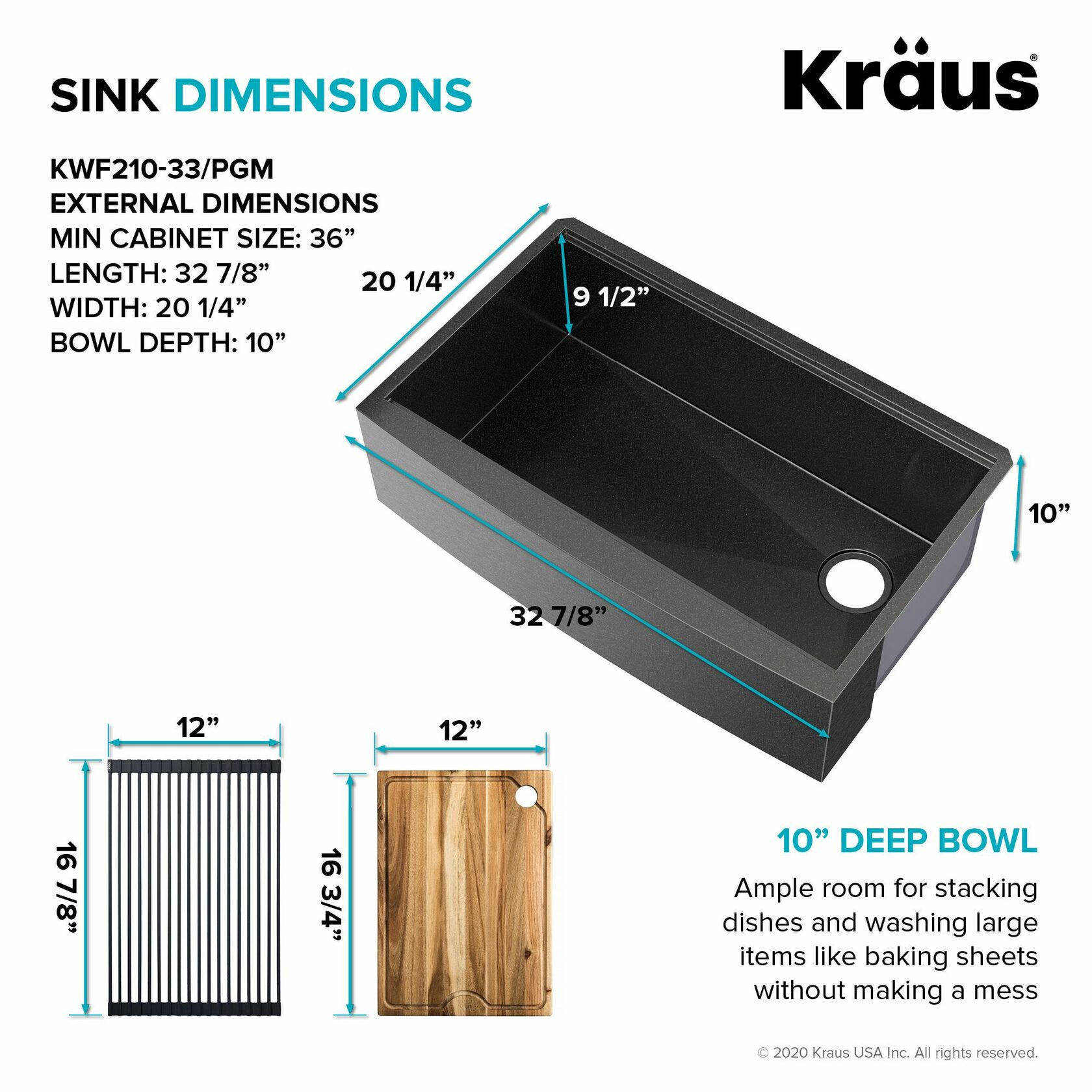 Кухонная мойка Kraus KWF210-33/PGM - изображение 6