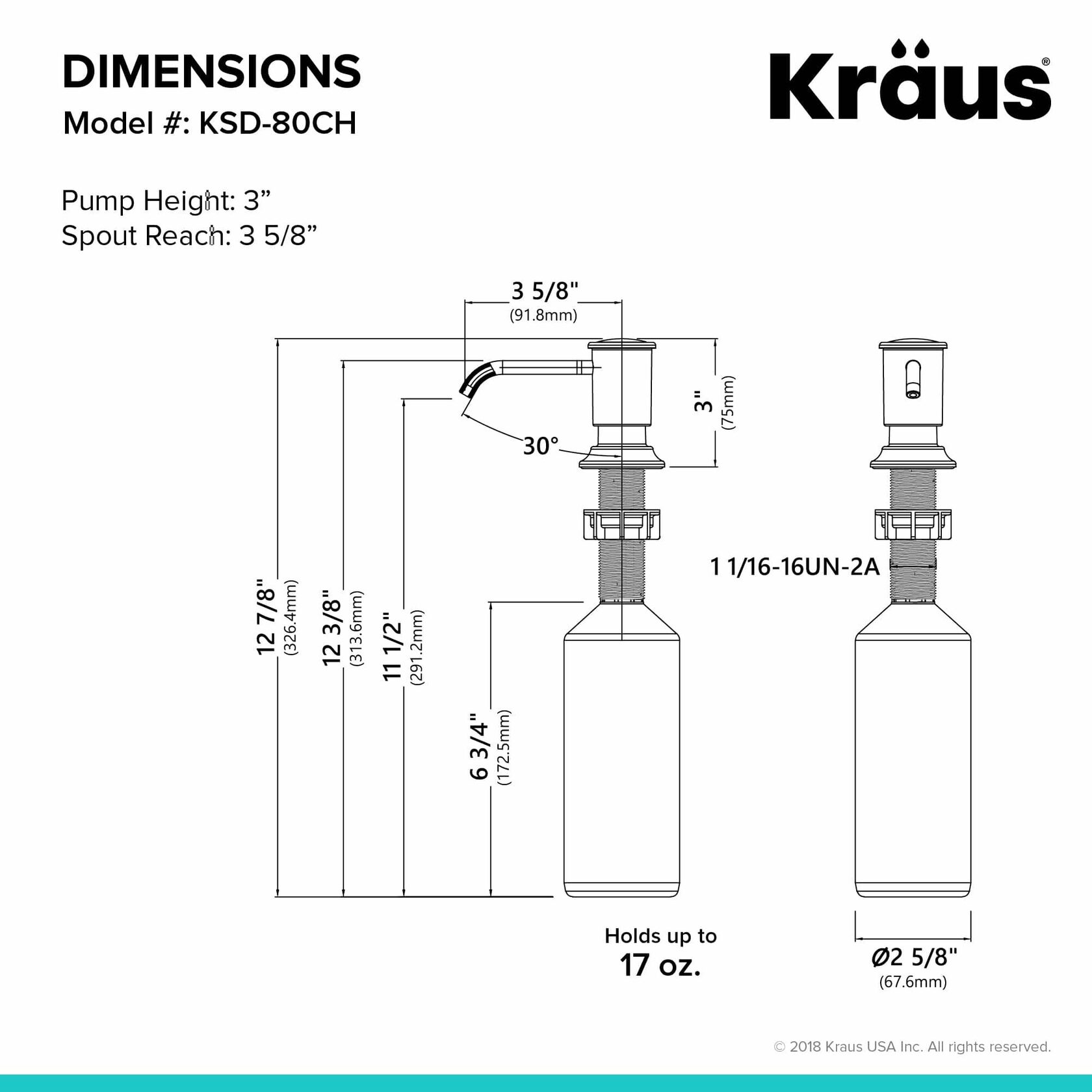 Дозатор рідкого миючого засобу Kraus KSD-80CH - изображение 5