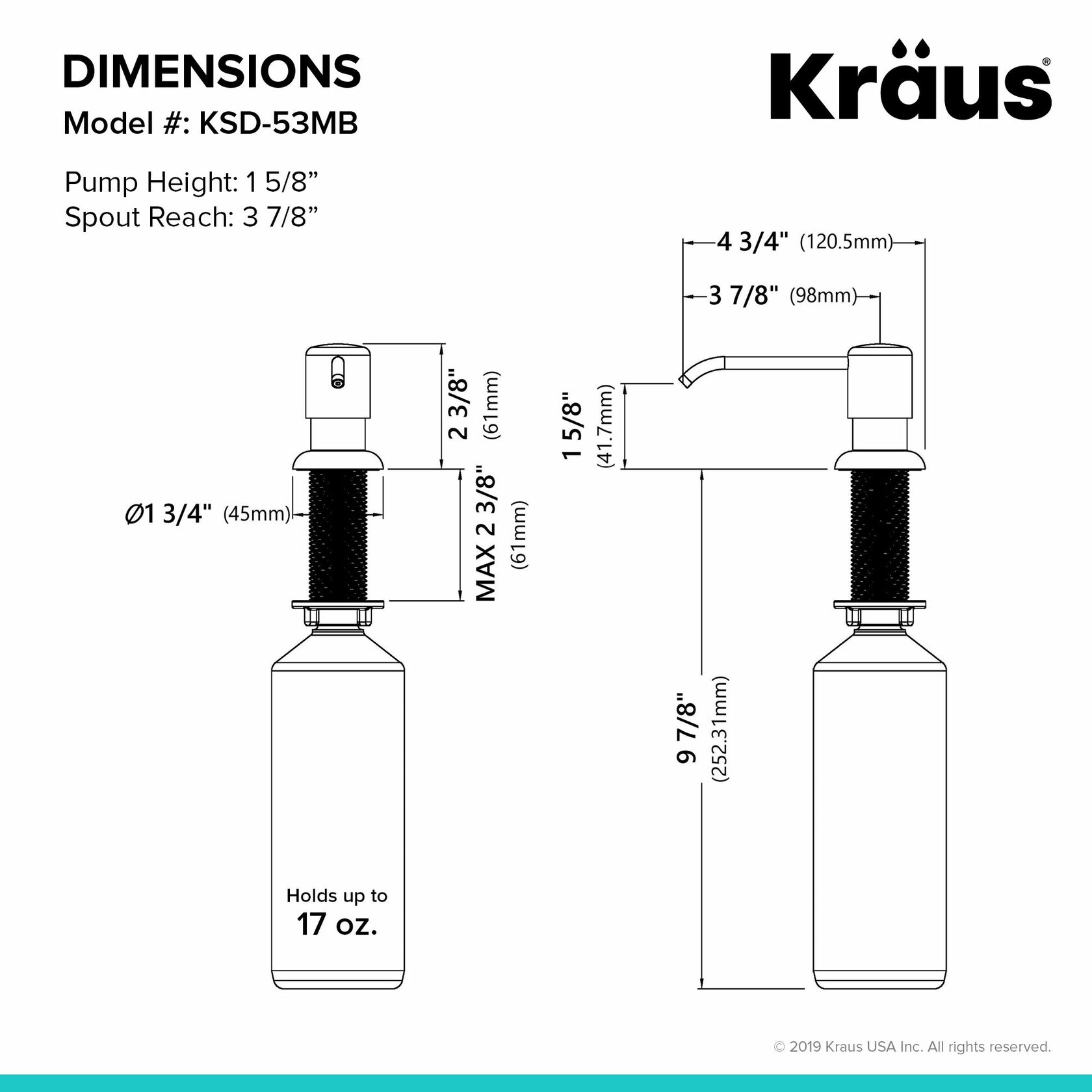 Дозатор рідкого миючого засобу Kraus KSD-53MB - изображение 3